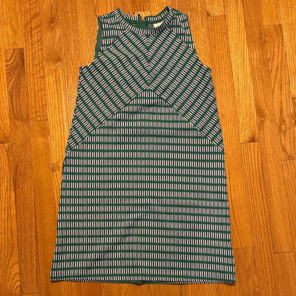 Anthropologie Green and White Geometric Midi Dress